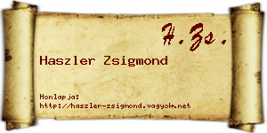 Haszler Zsigmond névjegykártya